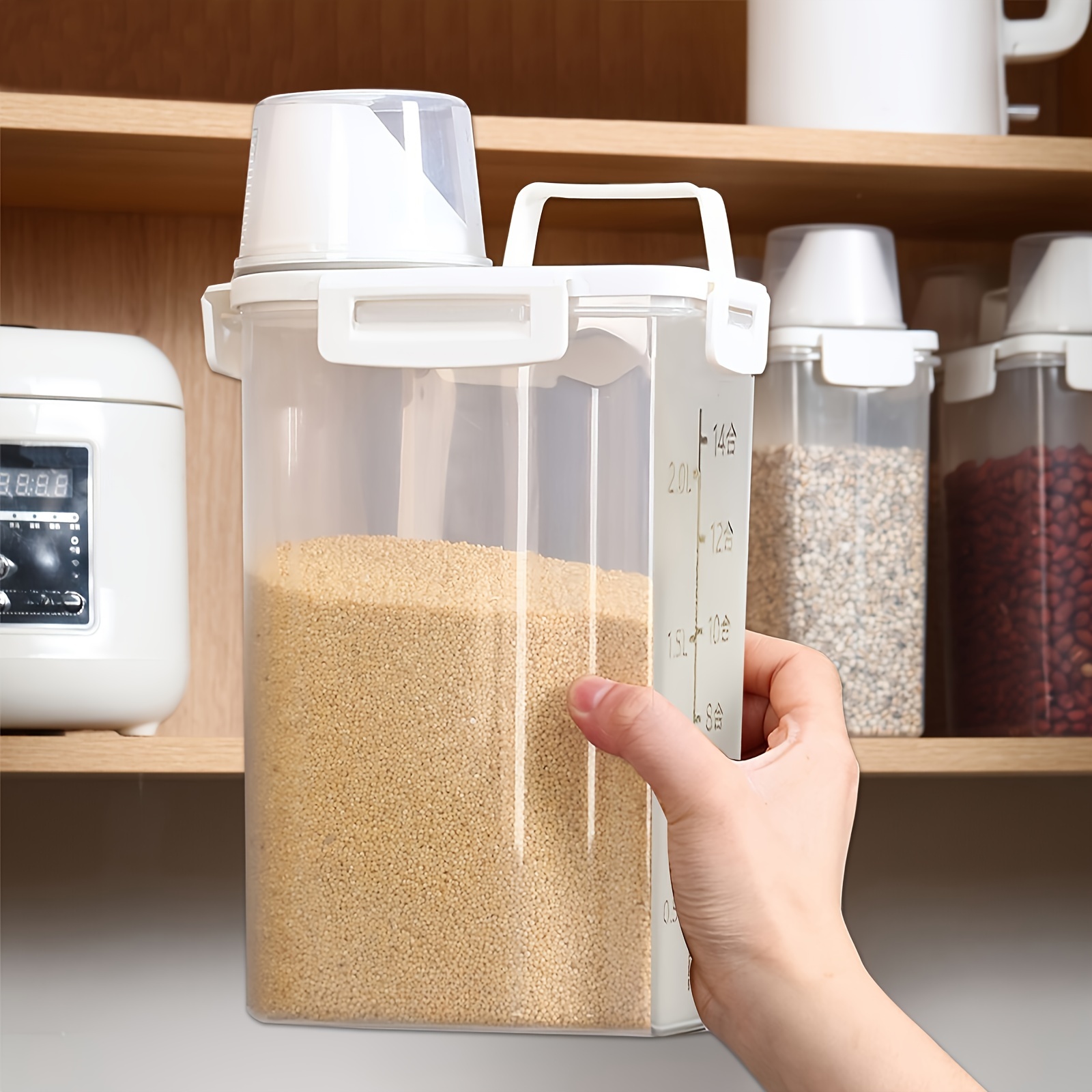 TEMU Airtight Food Storage Container With Lid - Moisture & Leak-proof, Ideal For Grains, Nuts, Flour, Rice - Organizer