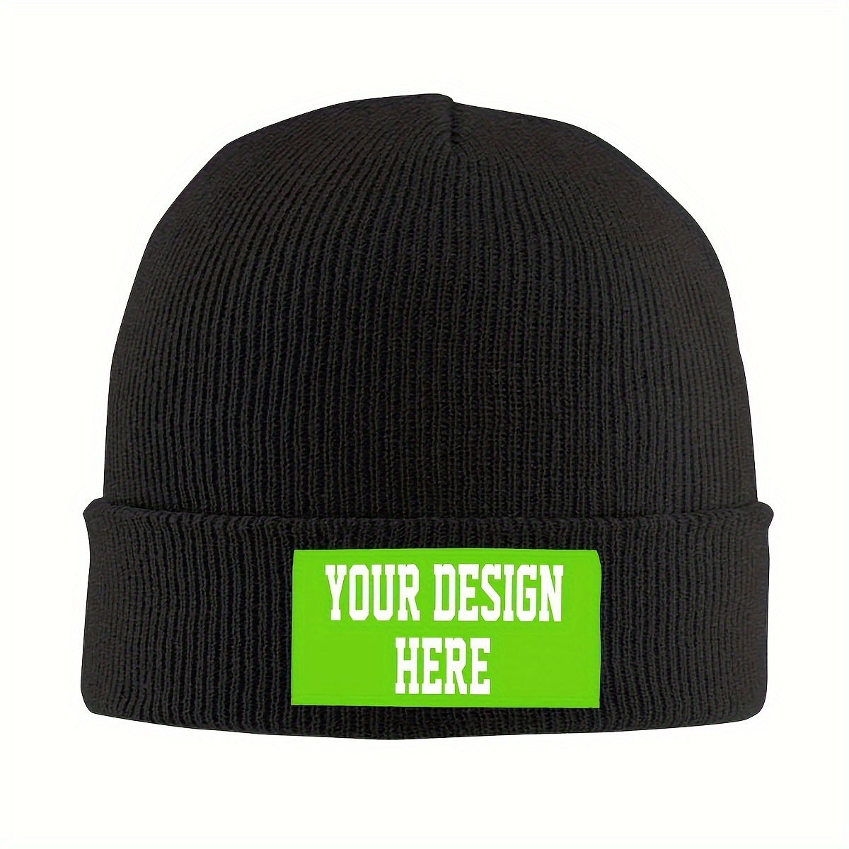 

Customizable Knit Beanie Hat - Personalized Winter Skull Cap For , Warm Polyester, Add Your Own Or Text, Detail