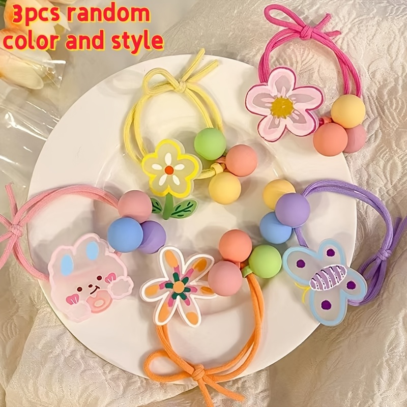 TEMU 3pcs Random Colors New Minimalist Hair Ties/dopa Hair Ties/summer Colorful Hair Ties/high-elasticity Fashion Candy-colored Hair Ties