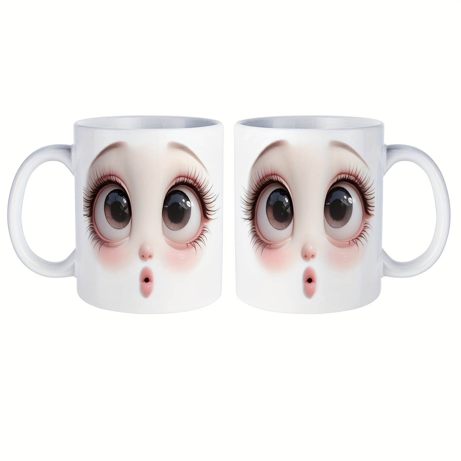 

Funny 3d Big-eyed Face Ceramic Coffee Mug, 11oz - Perfect Gift For Friends & Family, Insulated, Reusable, Hand Wash Only