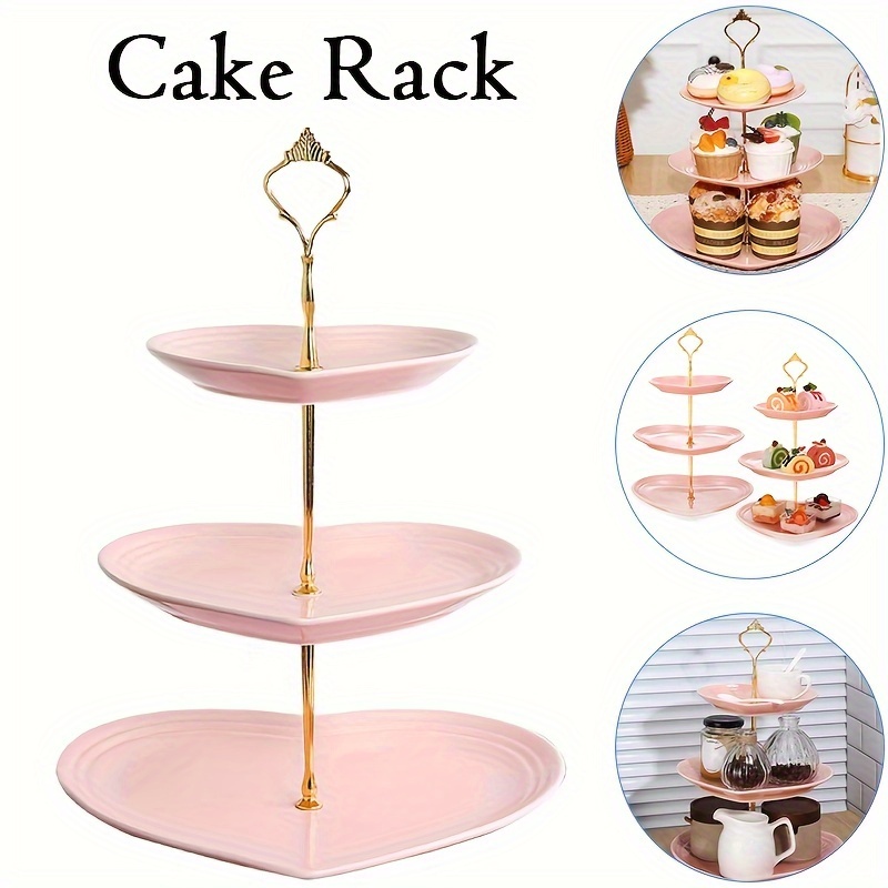 

1pc Elegant Pink Plastic Cake Stand - Multi-tiered Dessert Display Rack Without Electricity For Birthday Parties, Baking Supplies, Kitchen, Living Rooms, Events & More