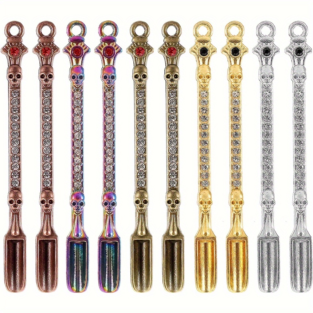 

15-piece Vintage Aluminum Alloy Mini Spoon Pendants Set - Multifunctional Charms For Necklace, Bracelet, Keychain - Rivet Detail, No Power Required - Ideal Gift Accessory Kit