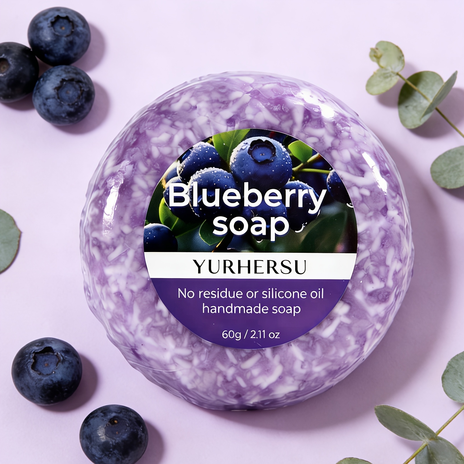 Image of Blueberry Soap Bar 3-in-1 For Hair&face&body, Rich In Blueberry Extract, Gentle Exfoliating Deep Cleaning, Skin Moisturizing Shower Bar