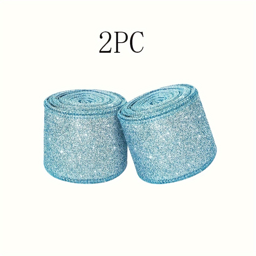 TEMU 2 Rotoli, 10 Iarde di Nastro Blu con Bordi Intrecciati per Decorazioni Matrimoniali, Larghezza 2.5 pollici, Nastro Blu Festivo per Natale, Casa,