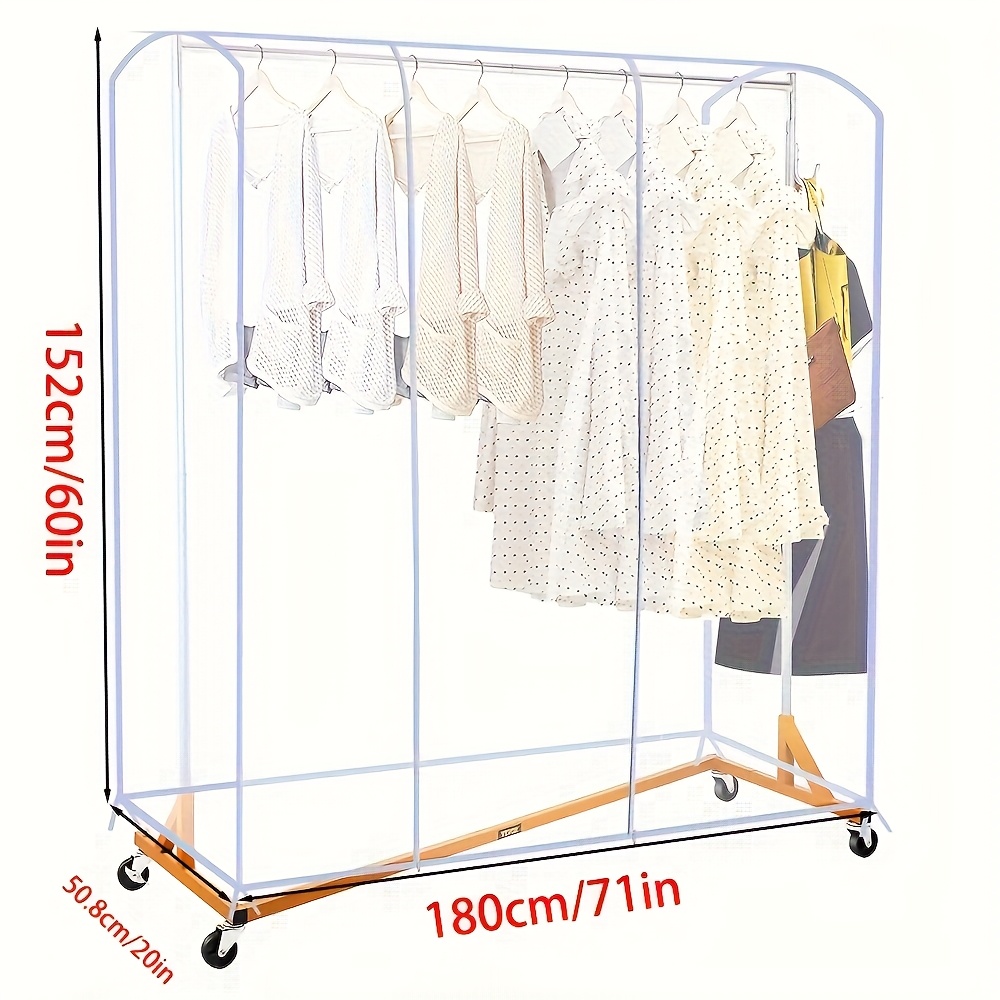 TEMU Fully Transparent Thickened Single-piece Garment Dust Cover With Double Zippers, Three-dimensional, Dustproof And Waterproof