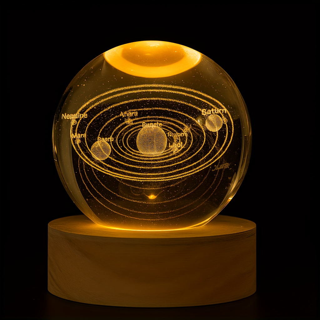 A Delightful Galaxy Crystal Ball Night Lamp Featuring a Warm LED Base, Powered by USB. This High-Quality Space-Themed Decor Is Perfect for Astronomy Lovers And Makes an Excellent Gift for Valentine'S Day, Christmas