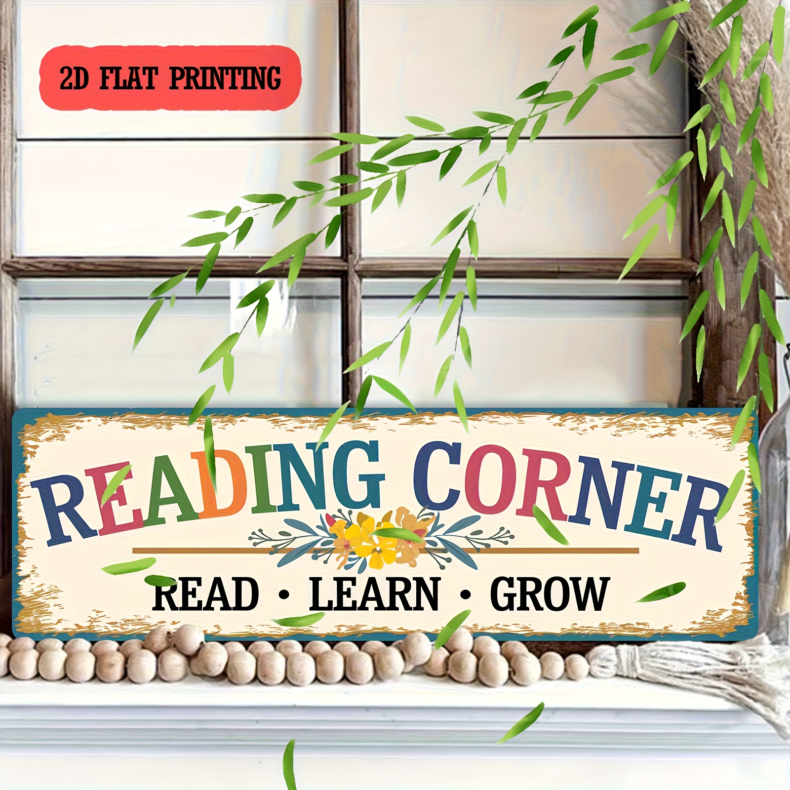 TEMU 2d Flat, 1pc, Reading Corner Wooden Sign Family Wall Plaques Decorations Sign Farmhouse Entryway Rustic Plaques Art With Quotes For Living Room