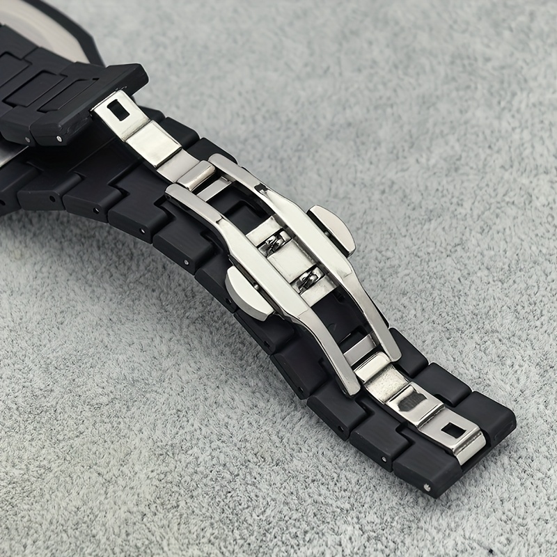 mens minimalist quartz watch with black arabic dial polygonal design durable silicone strap battery powered   fit for casual formal wear   gift for father s day graduation   everyday   sleek   clear visibility batteryoperated   contemporary style  able strap professional accessory Product details 6