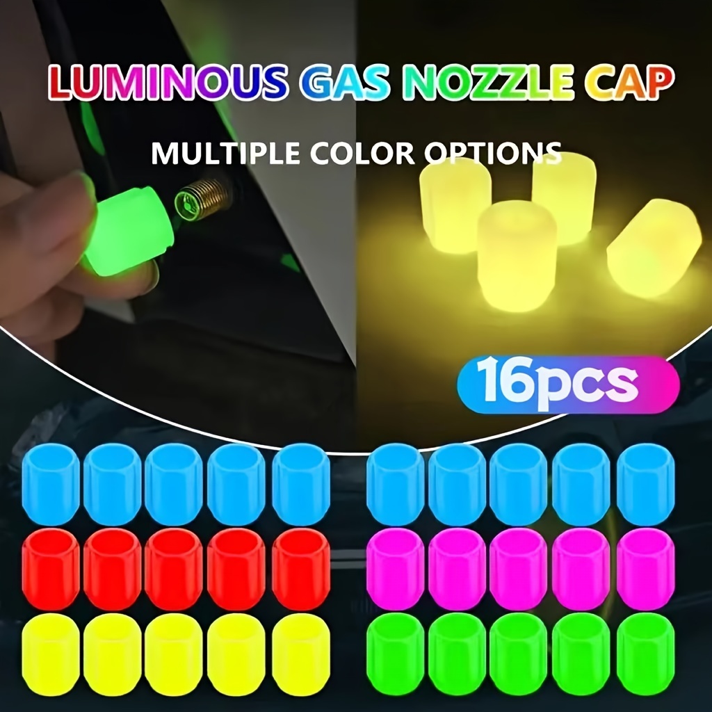 4 Tappi Valvola Luminosi Rossi Per Auto SUV - Coperchi Polvere Che Si Illuminano Al Buio