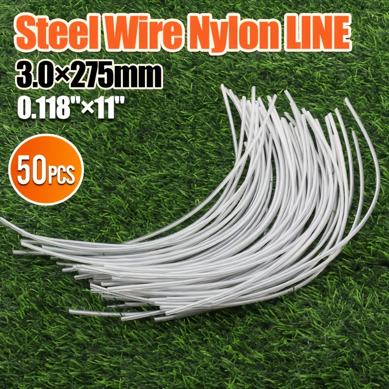 Image of 50pcs, 0.118" X 10.8in Trimmer Line, Nylon Coated String Trimmer Spool Replacement, Heavy Duty Line For Tough Weeds, Garden & Lawn Mower Accessories