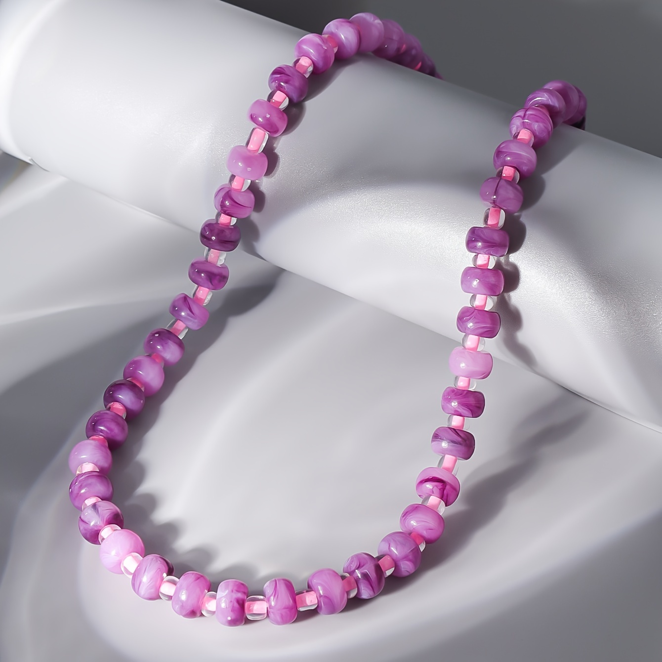 Boho Style Resin Bead Necklace Colored Bubblegum Beads Charm