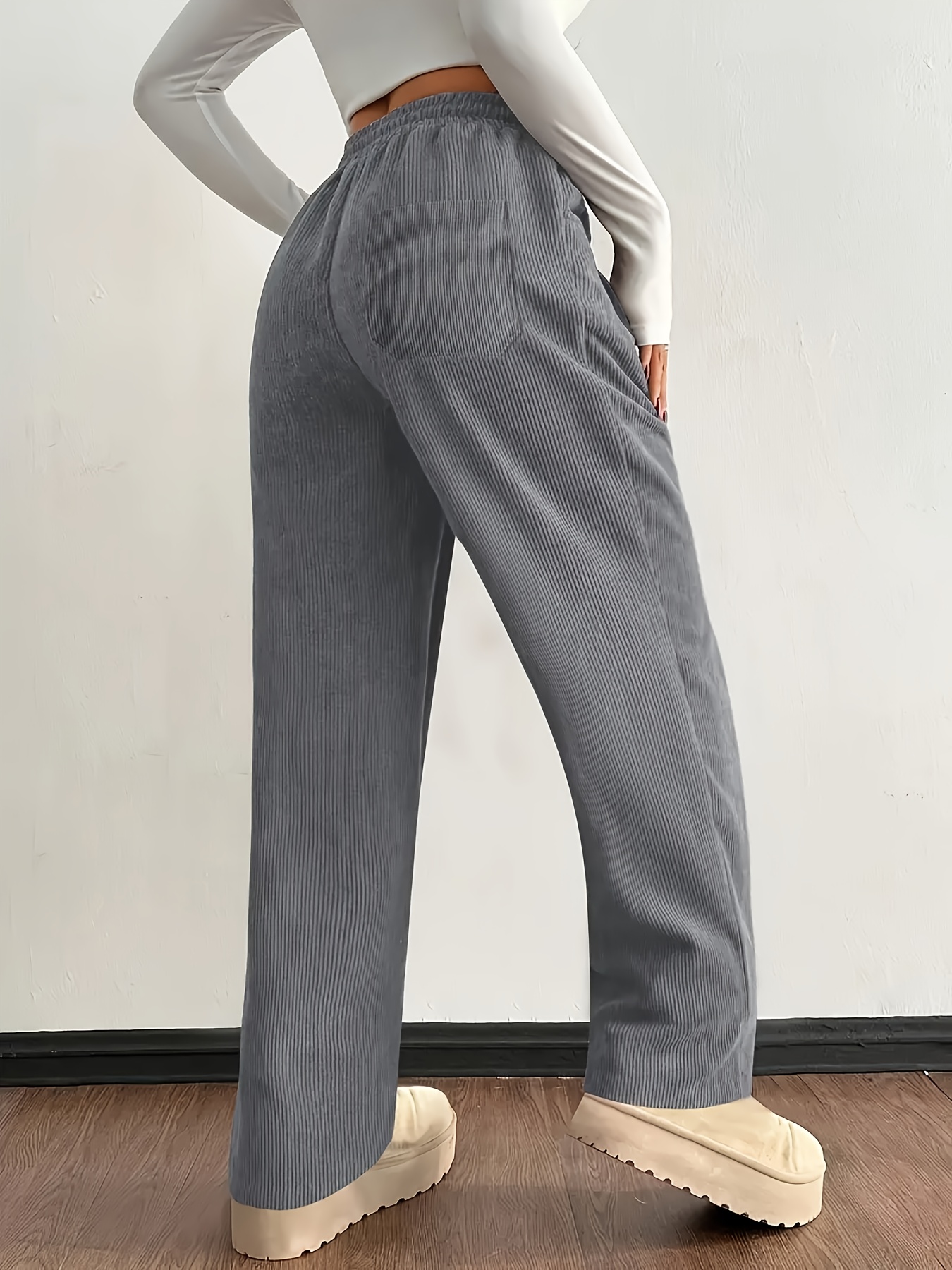 women winter dress pants Wide Leg Dress Pants Women Size 2-12 High Waisted Crop Office Formal  Business