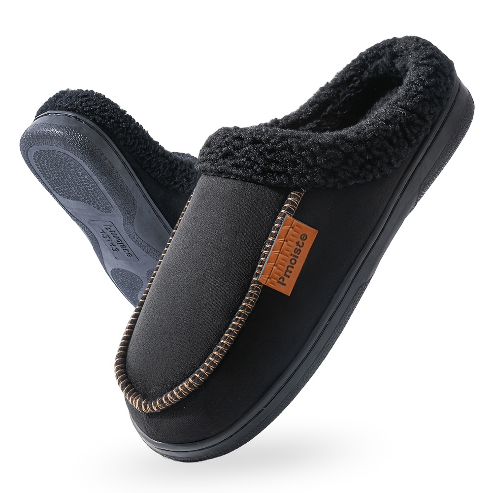 Image of Pmoiste Slippers Fuzzy Retro Design Memory Foam Slippers Warm Winter Indoor And Outdoor Footwear