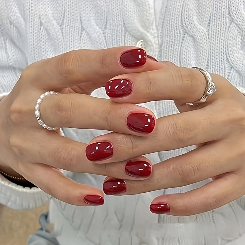 24pcs High-cold Retro Style Classic Press-on Nails, Includes 1pc Nail File And 1 Sheet Nail Stickers