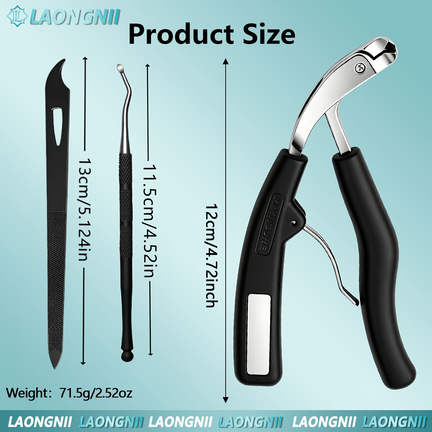 TEMU 3pcs Heavy-duty Large Opening Stainless Steel Nail Clipper Set Thick Hard Toenail Special Labor-saving Nail Scissors Anti-slip Long Handle Sharp