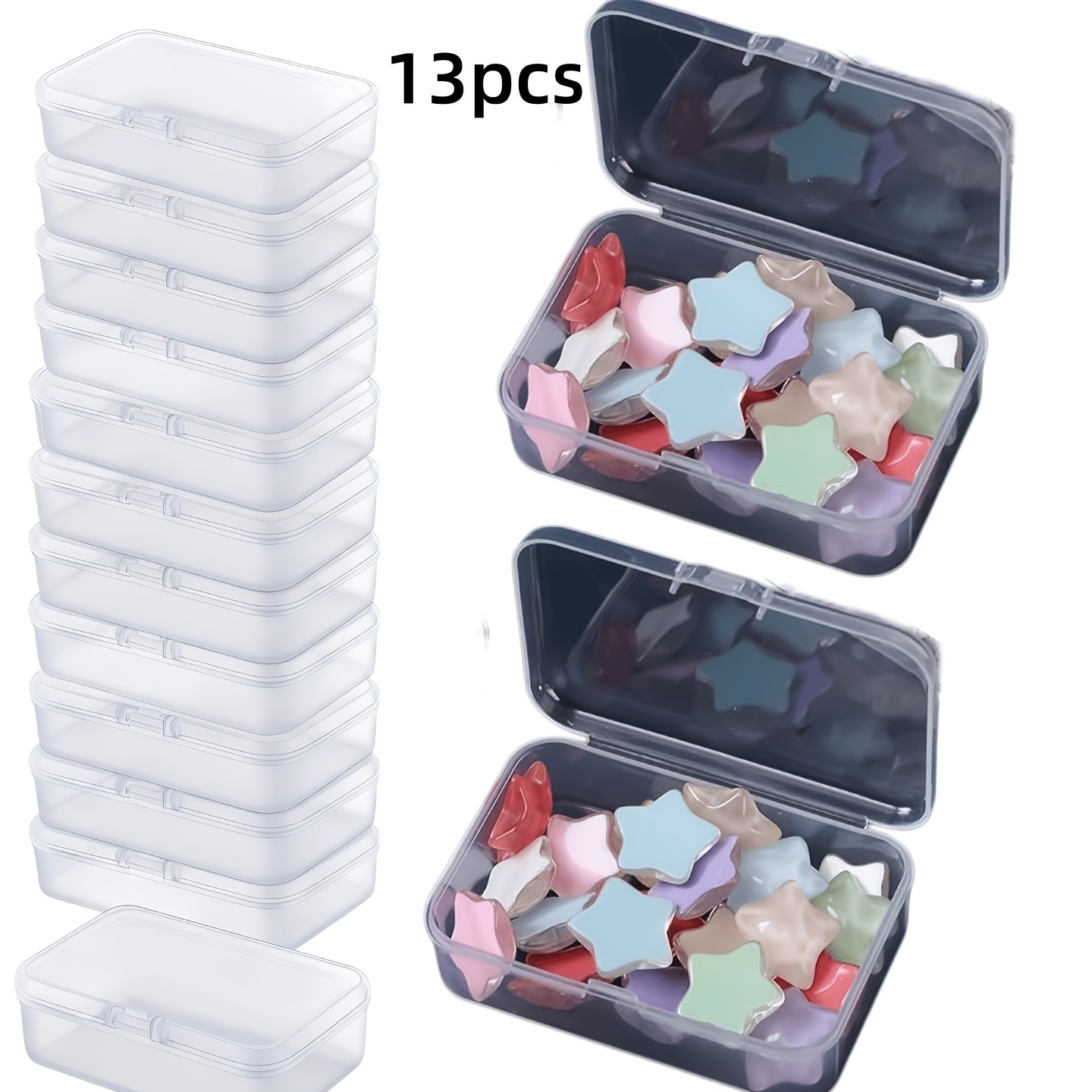 TEMU A Set Of 13 Transparent Plastic Storage Boxes With Secure Lids- Organizing Jewelry, Beads, Tools, Art Supplies, And Sewing Supplies- Transparent