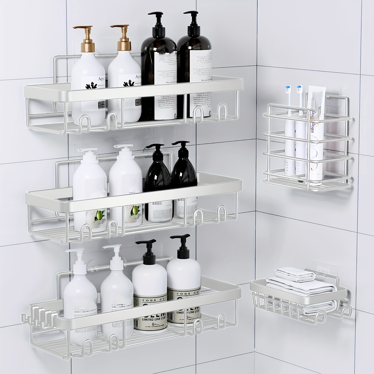 TEMU Shower Caddy, Bathroom Shower Organizers, Black Shower Shelves For Inside Shower With Soap Caddy & Toothbrush Holder, Stainless Steel Wall Rack