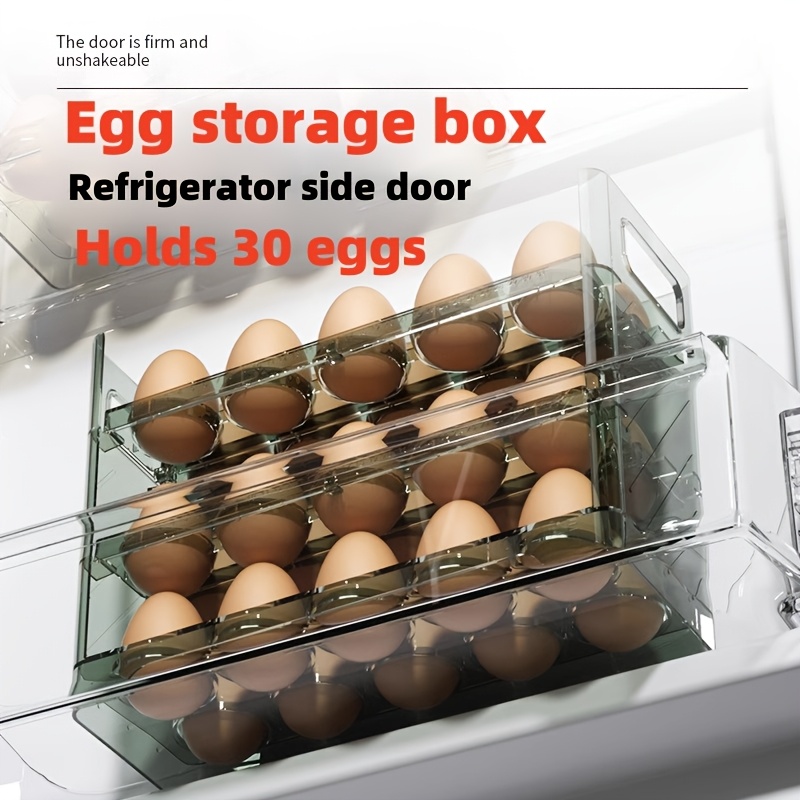 

Carrken 30-egg Capacity Refrigerator Egg Storage Organizer, 3-tier Door Side Holder With Date Tracking, Plastic Egg For Kitchen And Restaurant Fridge Side Doors