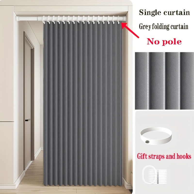 TEMU 2D Cortina de Puerta, Plegable a Rayas - Pantalla de Privacidad Lavable en Máquina con Ganchos para Dormitorio, Baño, Cocina y Sala - Decoración