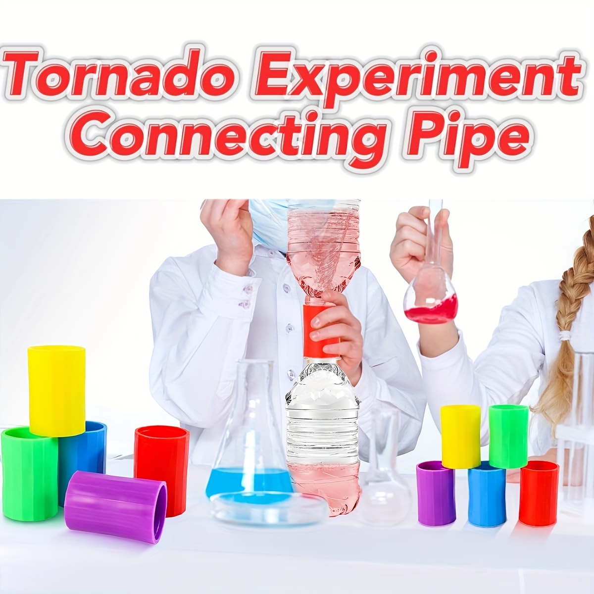 10 Connettori Per Esperimenti Tornado: Crea Un Vortice Colorato! Kit Scientifico Per Bambini (5 Colori)