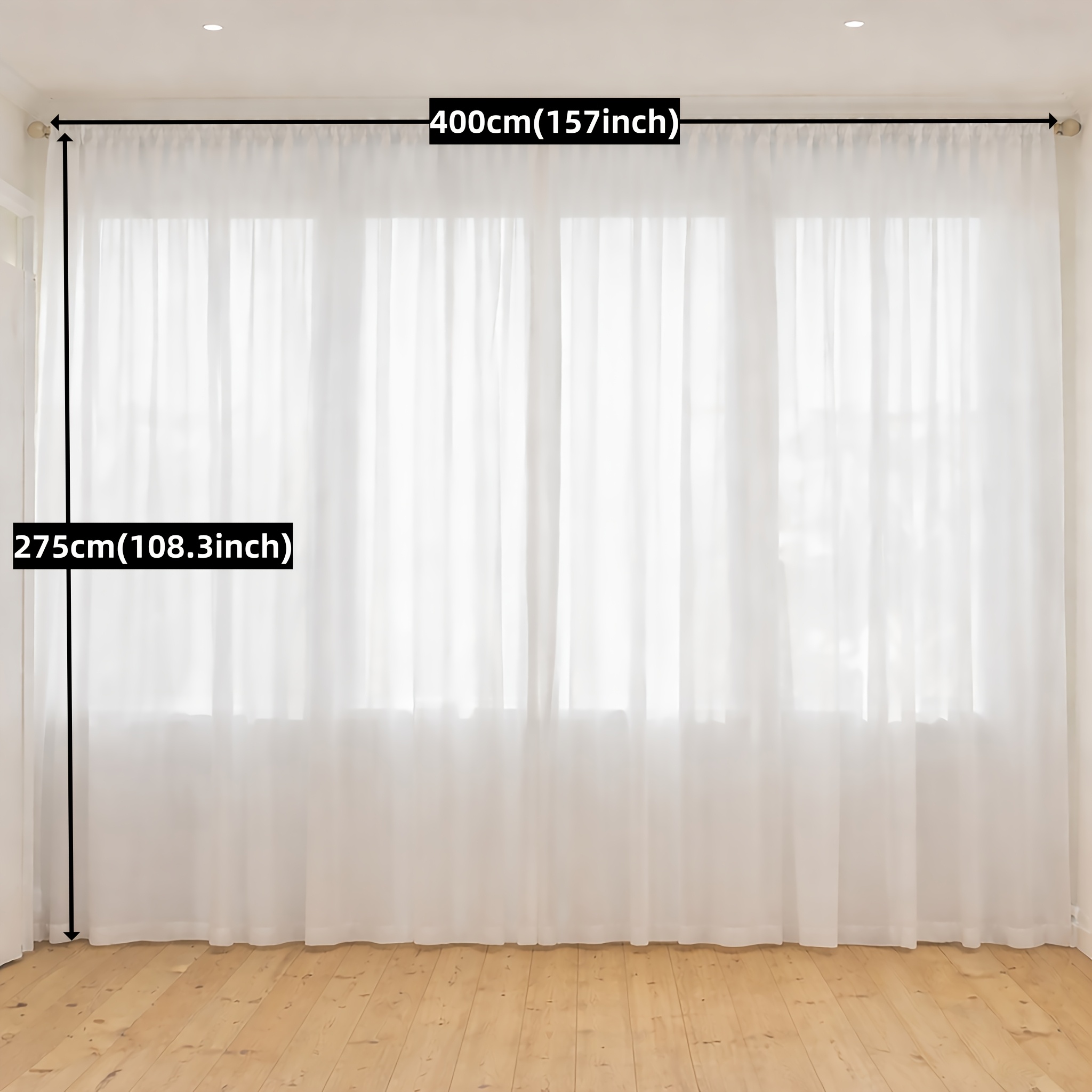 E-shop Extra breite weiße, transparente Gardinen (bis zu 315"/800 cm) - Elegante -Vorhänge mit Stangentasche, Lichtfilterung & Sichtschutz, luftige