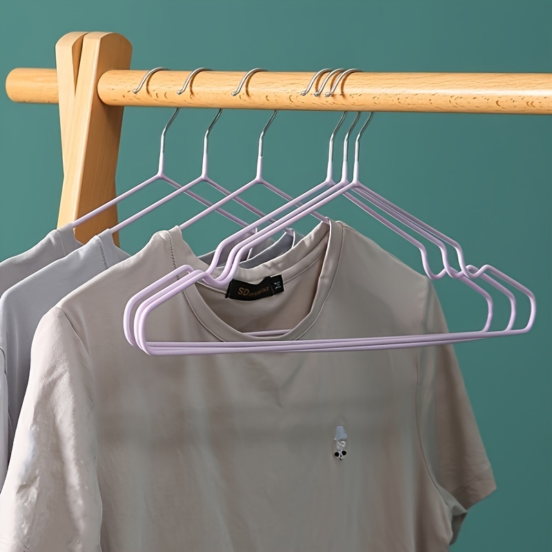 

10pcs Non-slip Velvet-coated Clothes Hangers, Stainless Steel Frame, Space-saving Hangers, Wider Shoulder Design For Dry & Wet Garments, Closet Organization