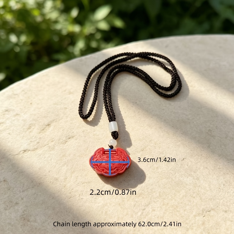 Bohemian Red Cinnabar Safety Lock Pendant, Elegant Gift