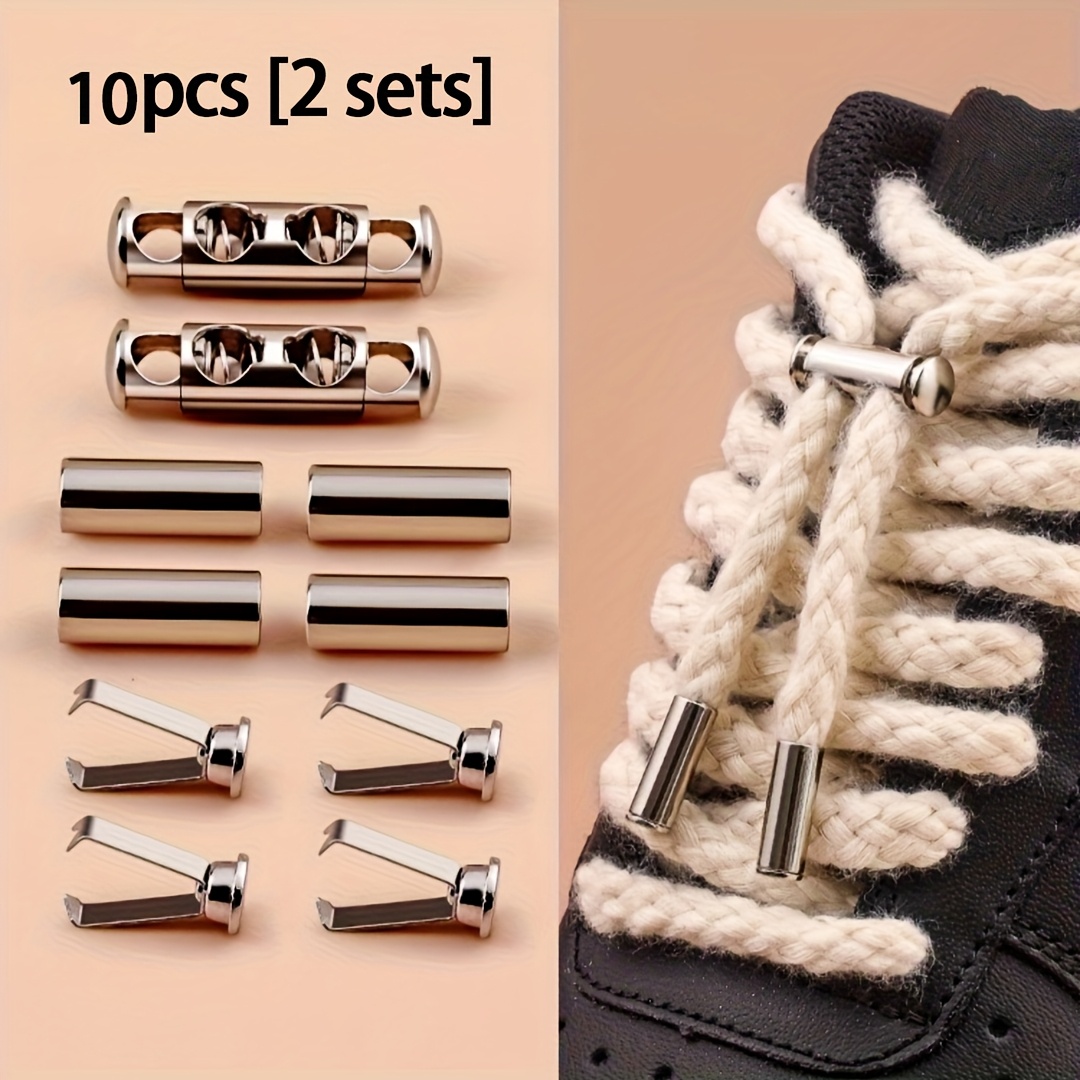10pcs spring   no tie shoelace locks no install button type drawstring  s for shoelaces hoodies jackets pants cable management adjustable metal clips sturdy durable   essential for diy craft enthusiasts