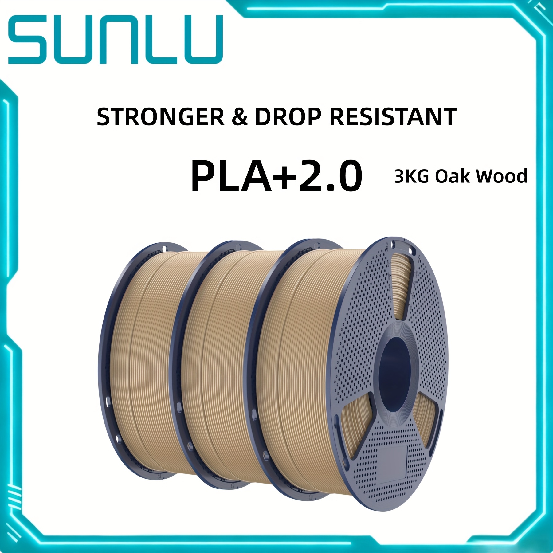 3kg Sunlu 2.0 3d Printer Filament, Upgrade Pla+ Filament 1.75mm, And Stronger, Wound Filament, Dimensional Accuracy +/-0.02mm, 1kg Each Spool(2.2lbs)