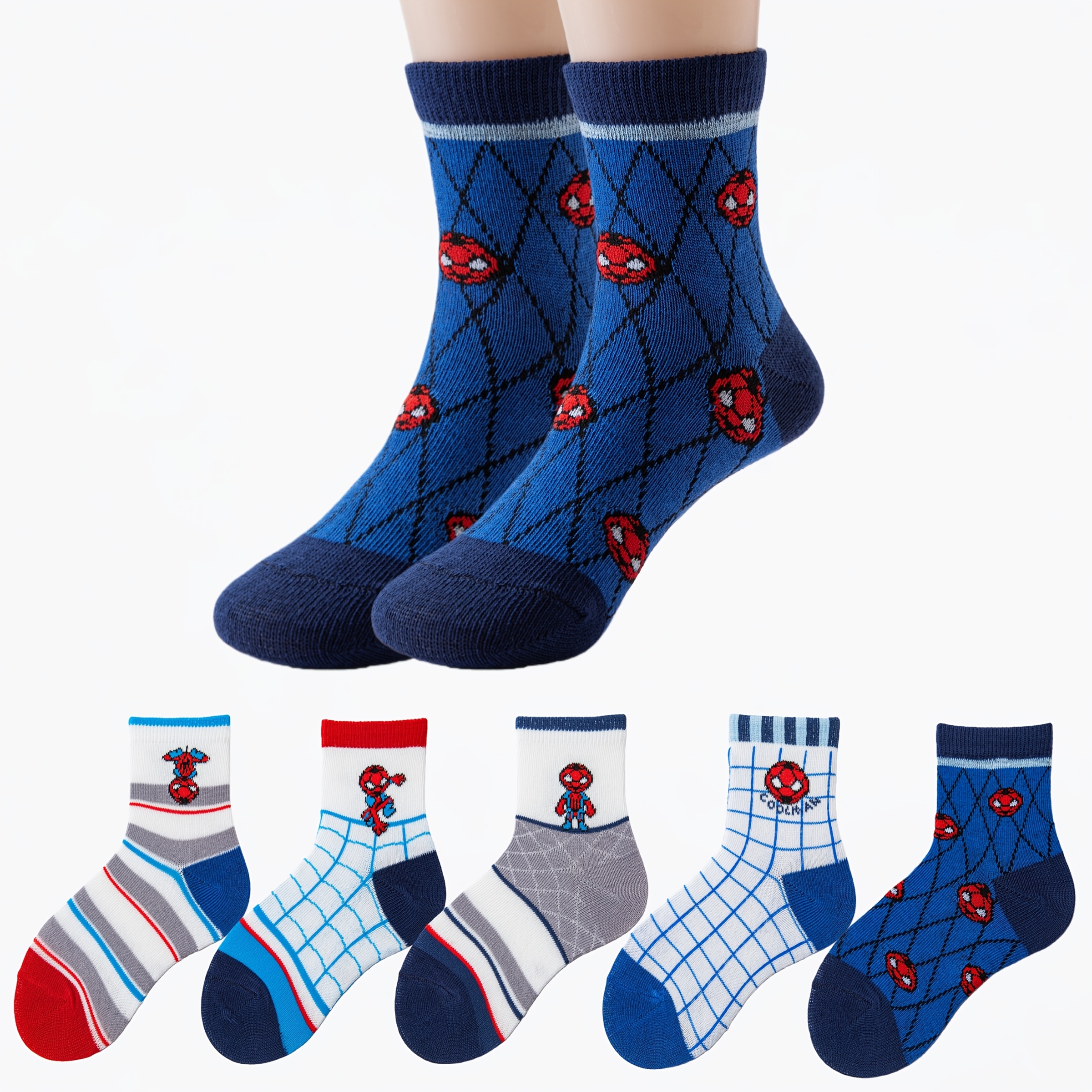 Image of Autumn And Winter Necessities, 5 Pairs Of Soccer Boy Socks "! Soccer Boy Socks - Enjoy Of Soccer Boy Flying!" Teen Mid-tube Socks, Boys' Short Socks, Daily Warm Clothing