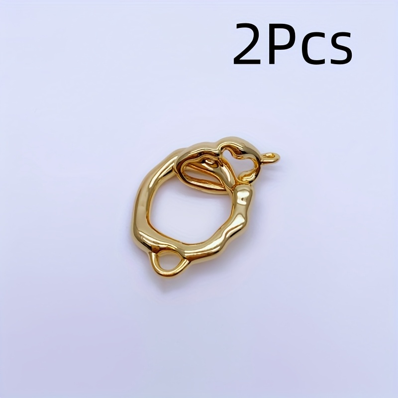 TEMU 2pcs Set, 18k Golden Plated, Fashionable Cloud Irregular Graphic Double Ring Pendant, Interlocking Chain Design, Stylish Minimalist Versatile