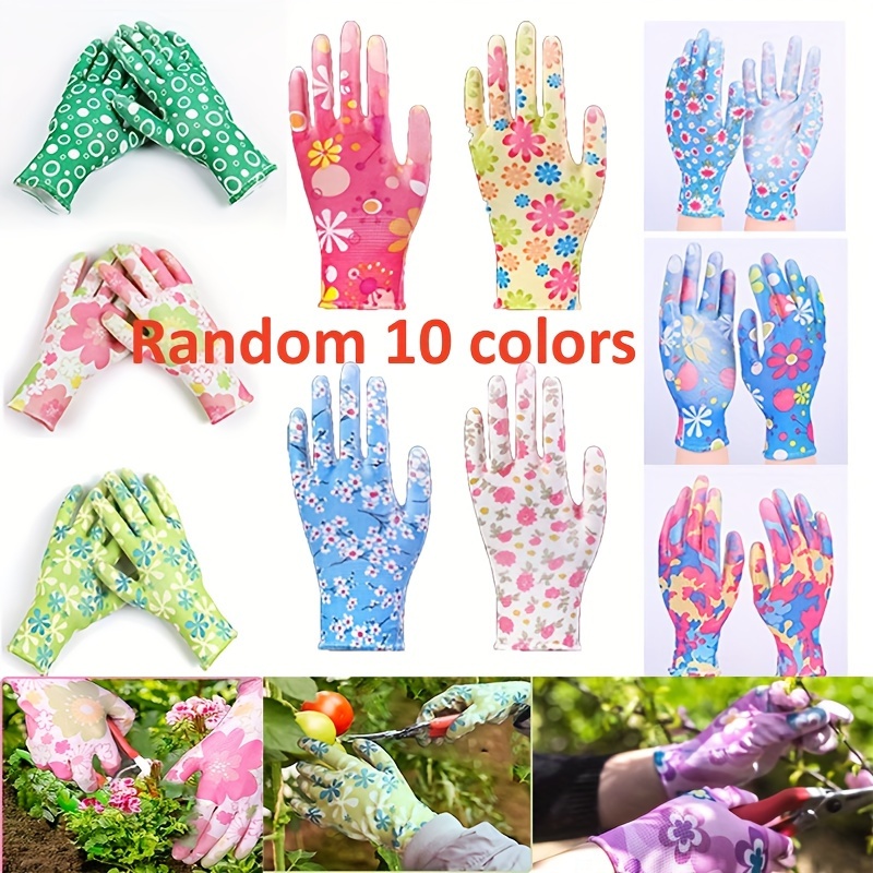 

10 Pairs Medium Size Gardening Gloves, Touchscreen Compatible Work Gloves, Recyclable Polyester Fiber With Pu Coating, Breathable Non-slip Gloves For Indoor & Outdoor Workers, Fits Most Women
