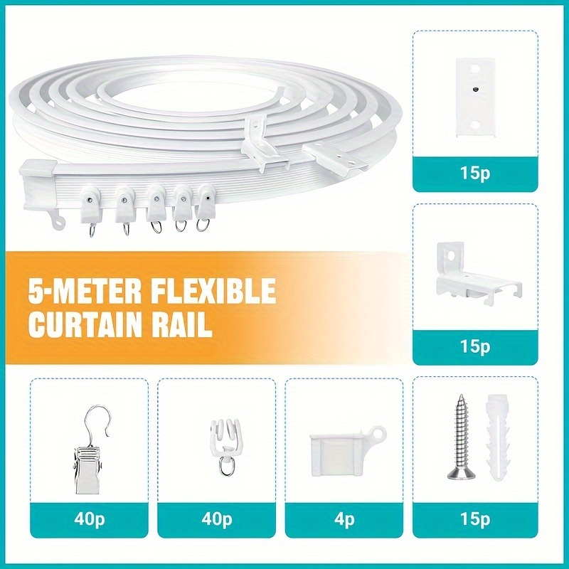 5 Meter White Curtain Track Set(11)