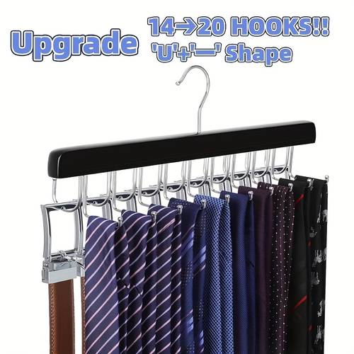 20 hooks 2 in 1 belt tie hanger for closet max 30 belts with 30 ties capacity belt tie racks for closet organizer storage for belt