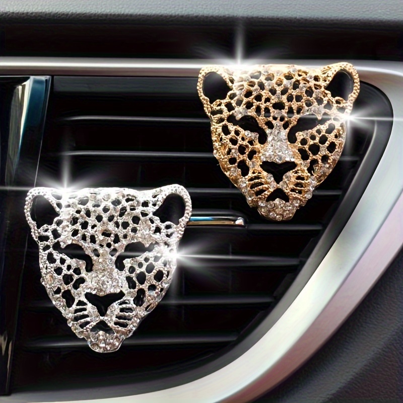 

Luxury Diamond Leopard Head Car Vent Clip - Aromatherapy Diffuser With Scented Gel Pads, Enhances Vehicle Interior