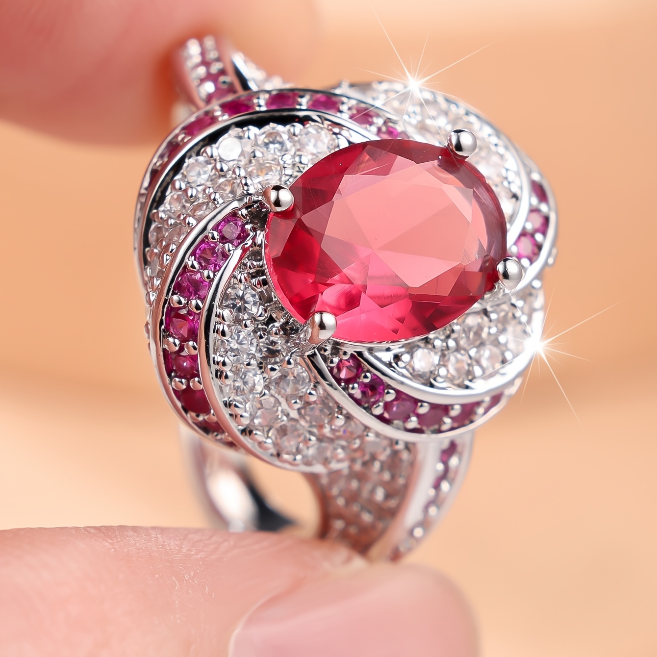Gorgeous Light Luxury Ring Inlaid with Synthetic Zirconia