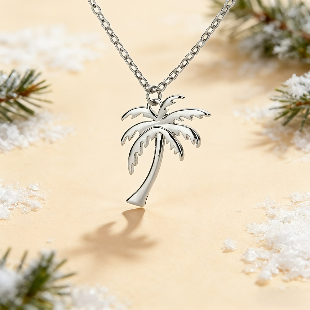 E-shop 1 Stück Damen Edelstahl Palmenkette, Exquisites Kokosnussbaum Anhänger, Einfach & High-End Aussehen - Geeignet für /Strandurlaub/Formelle