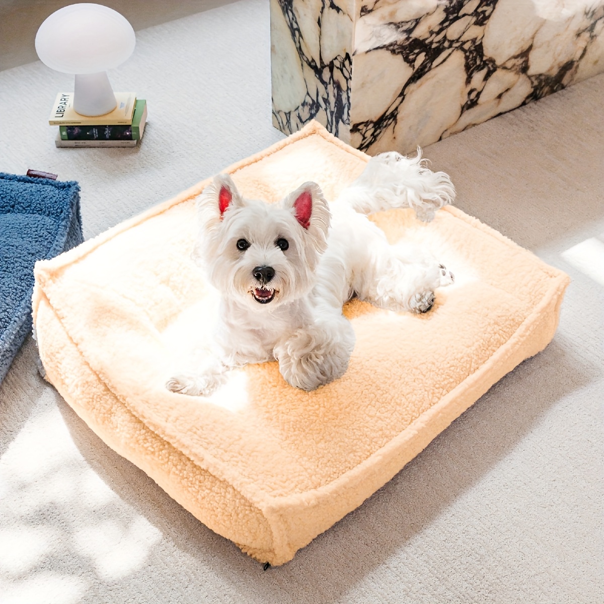 4 season pet bed for small to medium dogs cats washable neck support with removable   plush beige   bed with marble pattern durable lightweight design for   pet bed for dogs   furniture stylish pet accessory comfortable pet furniture Product details 10