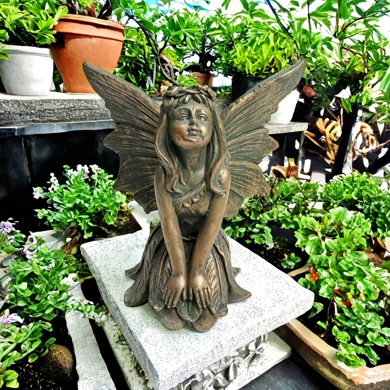 Image of [1pc Garden Statue] Contemporary Winged Statue, Indoor Garden , Fairy Decor, For Wedding, Christmas, Easter, Hanukkah, Thanksgiving, Decorations, Floor Mount