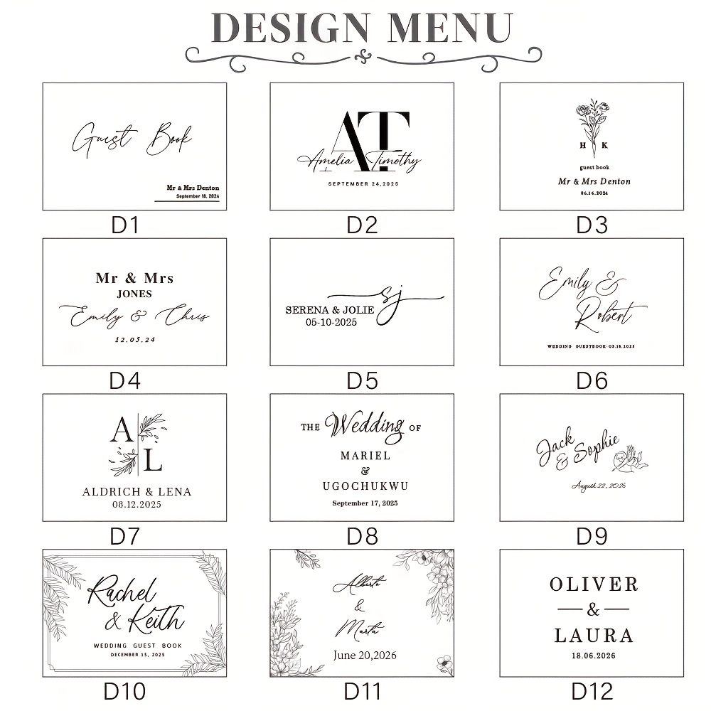 E-shop Personalisiertes Gästebuch mit Stift - Personalisiertes Gästebuch für die Hochzeitsfeier, Hochzeitsunterschriftenbuch, Fotoalbum für die