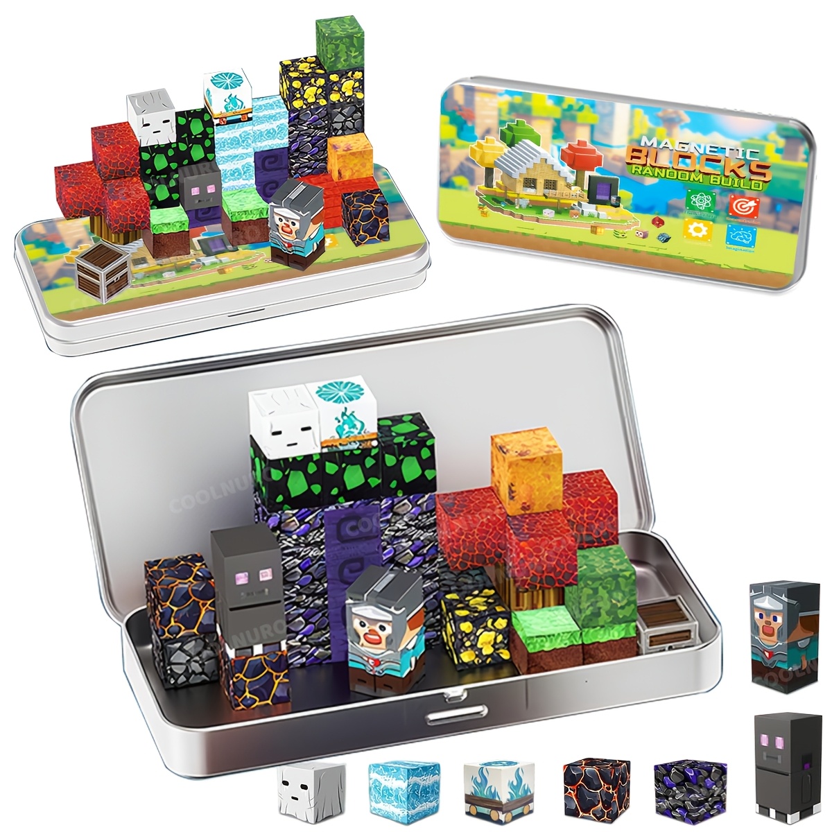 35pcs an iron box magnetic cube lava exploration theme set - Temu