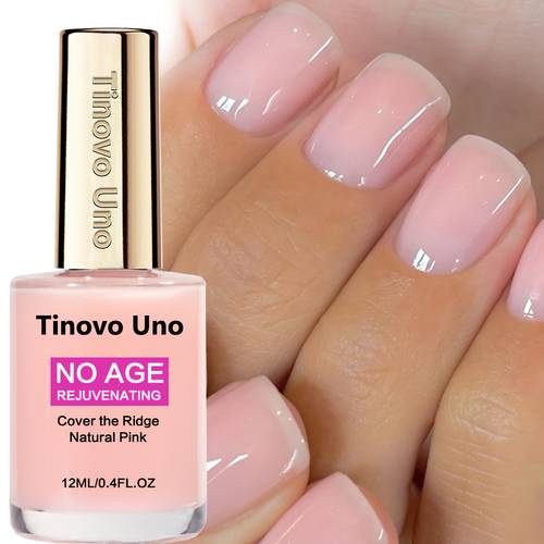 tinovo natural pink nail strengthener jelly texture quick dry formula for smooth shiny nails covers wrinkles nail care sleek glossy
