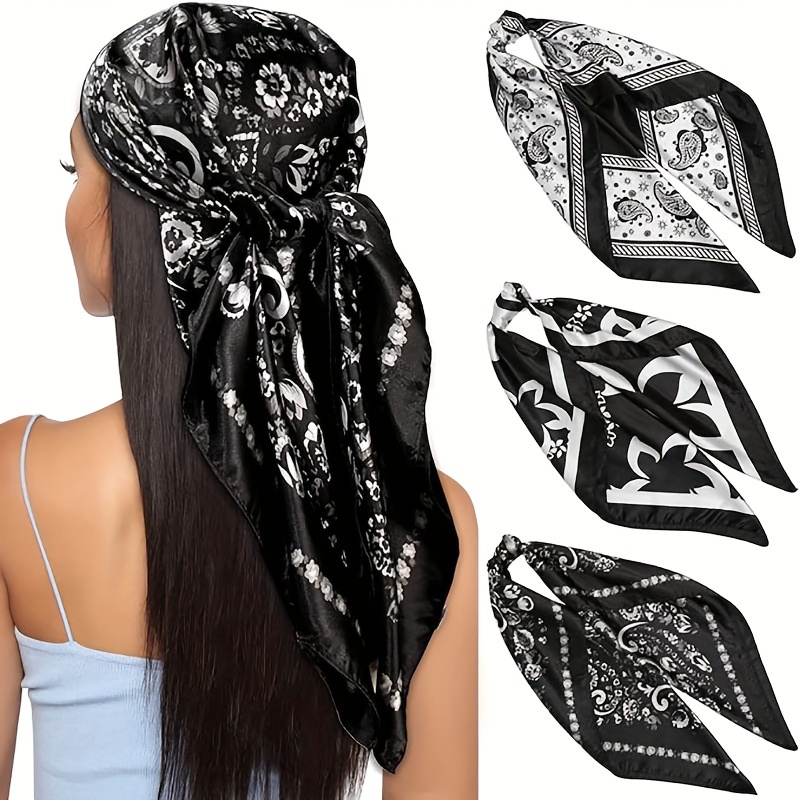 Black Silk Scarf For Hair Silk Head Scarf Black Silk Scarf Ladies