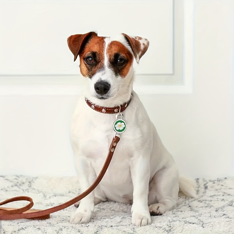 1pc Personalized Engraved Dog ID Tag • Round Cute Flower Pet ID Tag for Dogs and Cats • With Name & Phone Number • Perfect Gift for Small to Medium-Sized Puppies