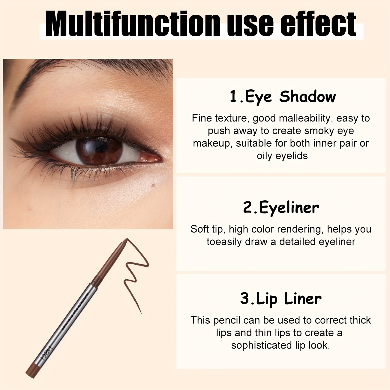 HECI BEAUTY Waterproof Eyeliner Gel Pen Suitable for Sensitive Eyes - Quick-Dry Smudge-Proof Matte Gel Cream Formula, Eyeliner Marker, Long-Lasting & Easy Control for Sensitive Eyes & Sensitive Skin, Professional for Daily/Stage Makeup