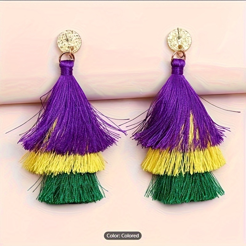 Colorful Tassel Pendant Earrings, Elegant For Women At Festivals And Celebrations