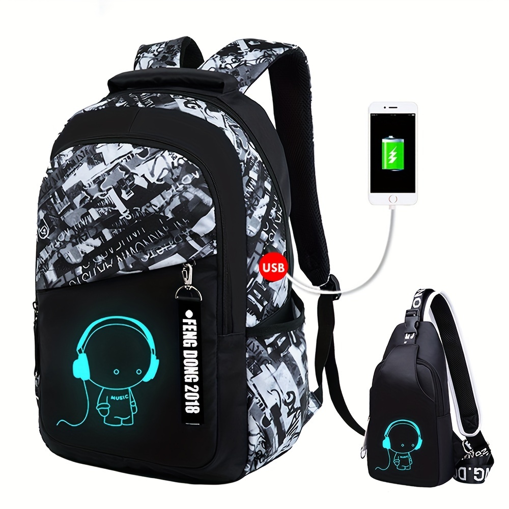 

School Backpacks Set Usb Boys Shoulder Bag, Teen Schoolbag Laptop Compartment