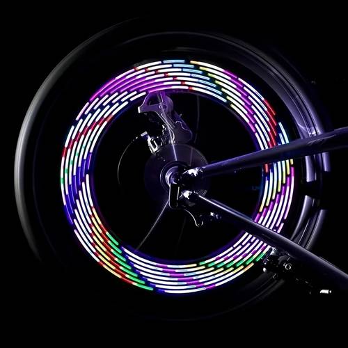 1x rgb bicycle wheel light with a 14 led spoke lighting system dynamic multi color wheel light enhances safety suitable for commuting cycling bicycle light accessory bicycle parts
