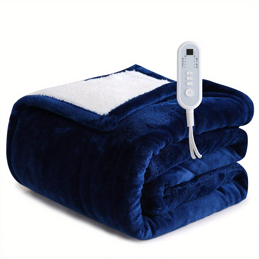 Extra Large Flannel And Electric Blanket With Time And Temperature Control, 10 Hour Auto-Off, 8 Temperature Levels, Queen/King Two Controllers, Throw/Twin/Full With 1 Controller, Machine Washable, PTC+NTC Overheat Protection 13 Extra Large Flannel And Electric Blanket With Time And Temperature Control, 10 Hour Auto-Off, 8 Temperature Levels, Queen/King Two Controllers, Throw/Twin/Full With 1 Controller, Machine Washable, PTC+NTC Overheat Protection - Image 13