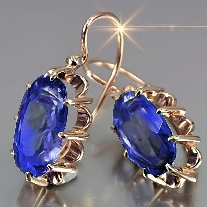 E-shop Temperamentvolle Luxus-Ohrringe mit Einlegearbeit aus glänzendem synthetischem Zirkonia, oval, für Damen, für Hochzeit, Party, Freizeit, Urlaub,